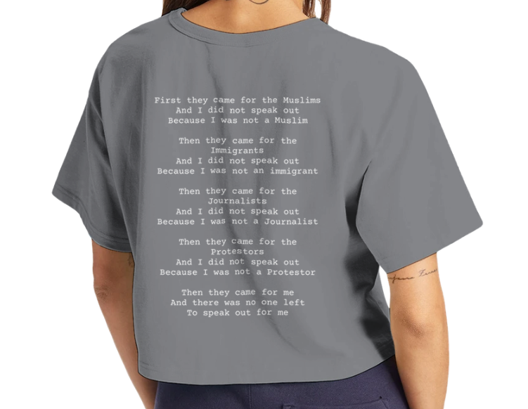 Familiar Silence – A Modern Retelling of “First They Came” Cropped T-Shirt