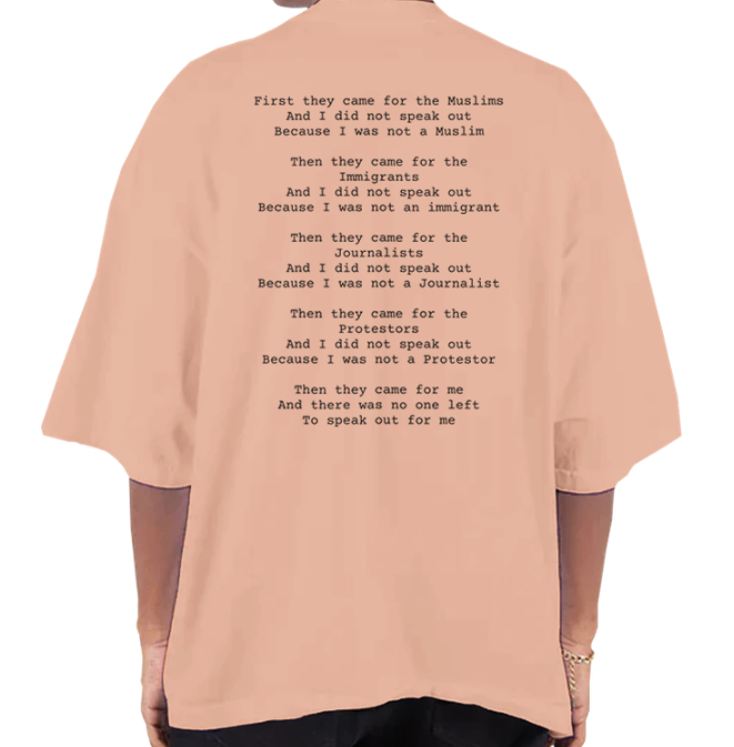 Familiar Silence – A Modern Retelling of “First They Came” Oversized T-Shirt