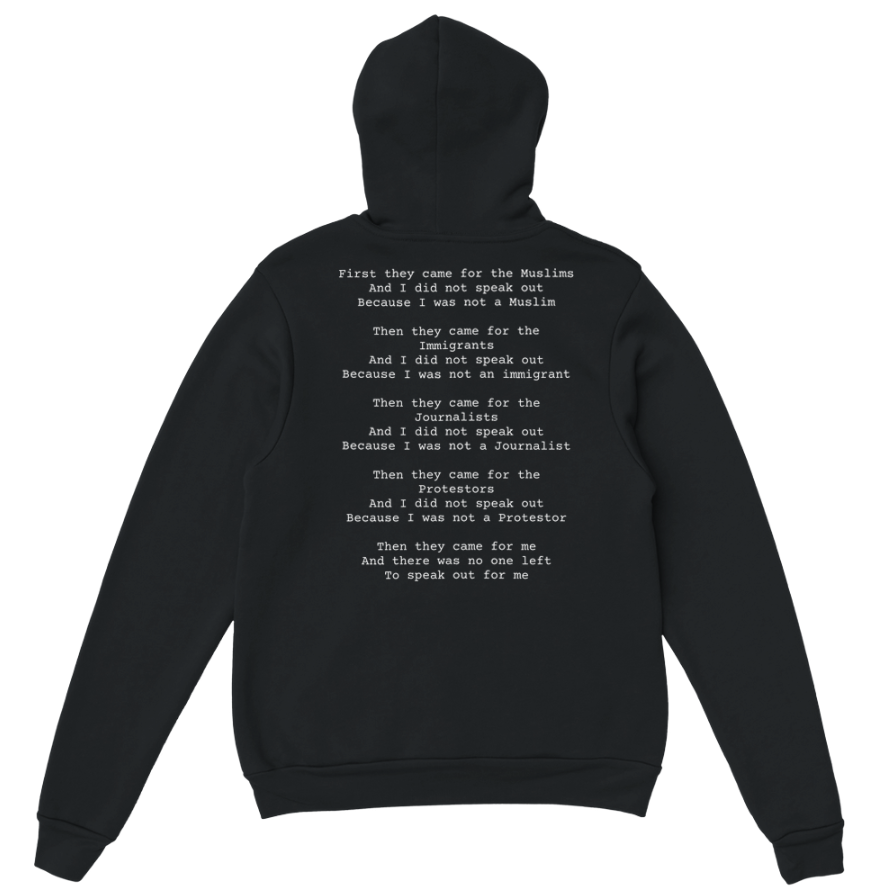 Familiar Silence – A Modern Retelling of “First They Came” Hoodie