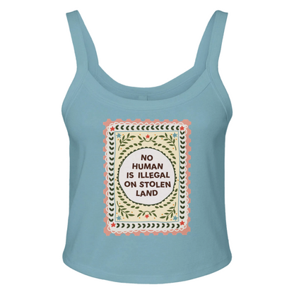 No Human Is Illegal Micro Ribbed Scoop Tank
