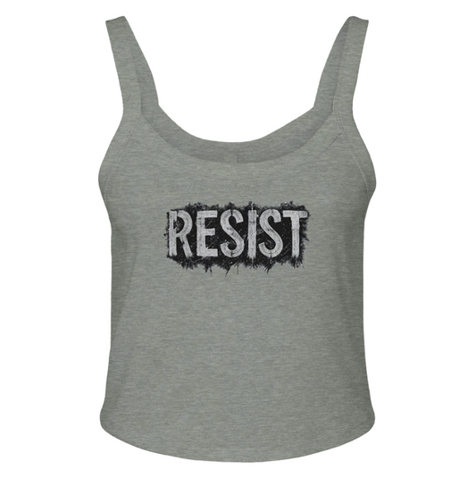 "RESIST" War-Torn Edition Micro Ribbed Scoop Tank